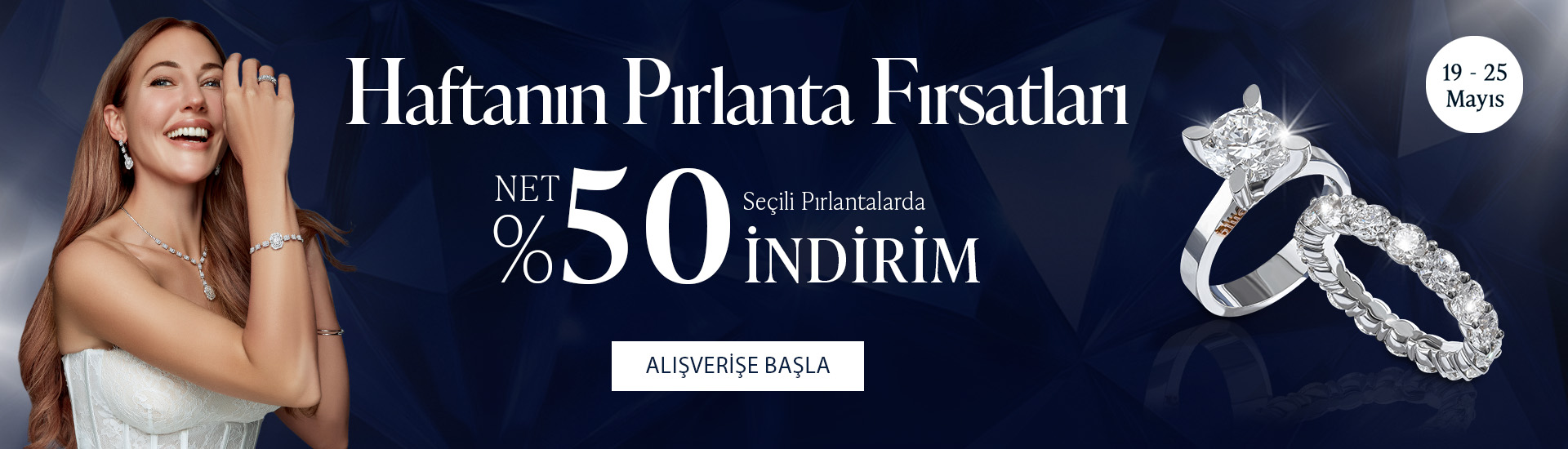 Pırlanta mücevher alışverişinizde ilk üyeliğe özel 1.000 TL hediye indirim çeki! Yüzük, kolye, küpe, bilekliklerde Blue Diamond ayrıcalığını keşfedin.                                          
