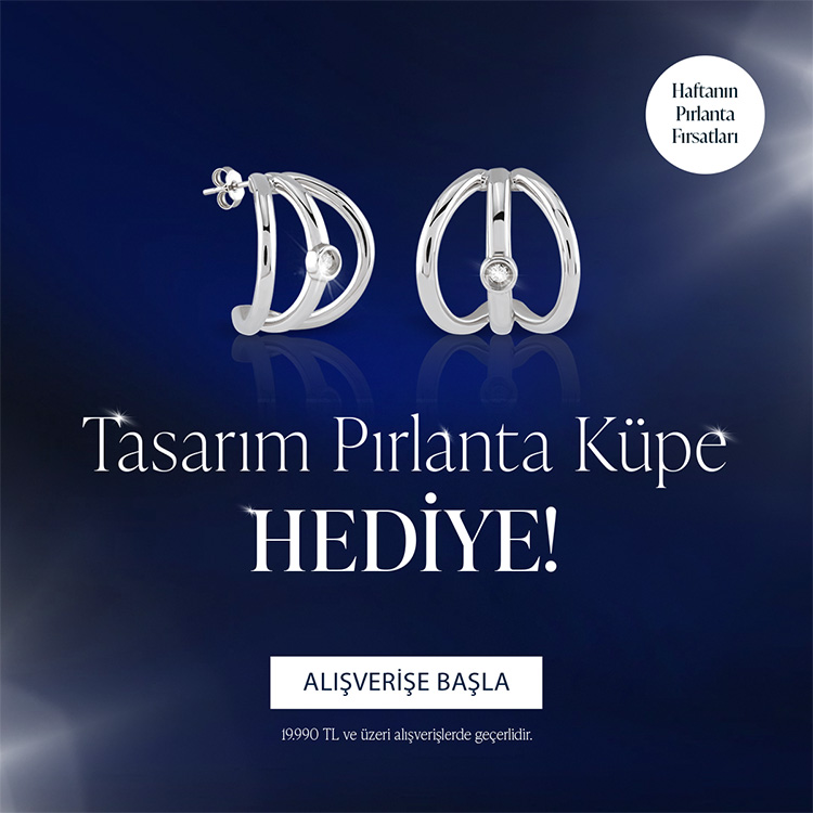 Tasarım Pırlanta Gümüş Küpe hediye