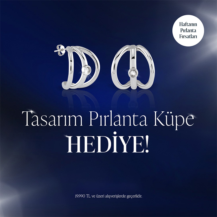 Tasarım Pırlanta Gümüş Küpe hediye