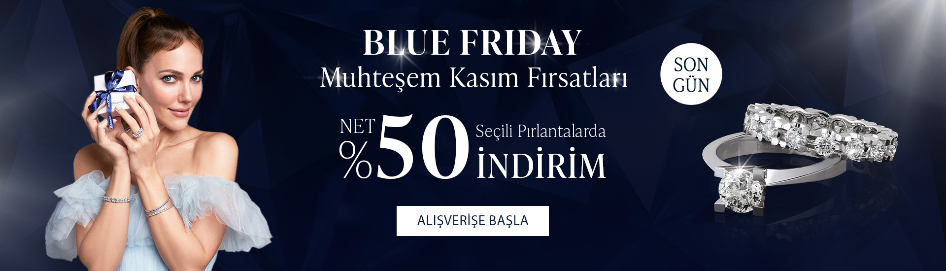 Pırlanta mücevher alışverişinizde ilk üyeliğe özel 1.000 TL hediye indirim çeki! Yüzük, kolye, küpe, bilekliklerde Blue Diamond ayrıcalığını keşfedin.              