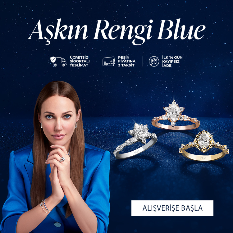 Pırlanta mücevher alışverişinizde ilk üyeliğe özel 2.500 TL hediye indirim çeki! Yüzük, kolye, küpe, bileklik, pırlanta da Blue Diamond ayrıcalığını keşfedin.                                                                                                                                