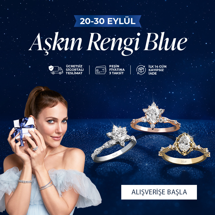 Pırlanta mücevher alışverişinizde ilk üyeliğe özel 2.500 TL hediye indirim çeki! Yüzük, kolye, küpe, bileklik, pırlanta da Blue Diamond ayrıcalığını keşfedin.                                                                                                                            