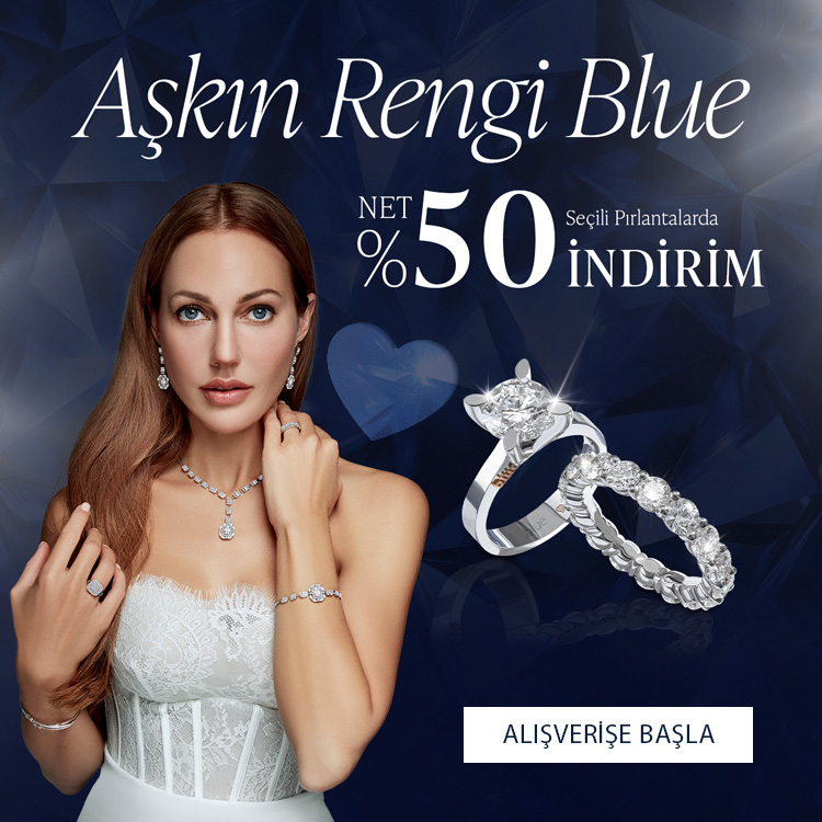 Pırlanta mücevher alışverişinizde ilk üyeliğe özel 1.500 TL hediye indirim çeki! Yüzük, kolye, küpe, bileklik, pırlanta da Blue Diamond ayrıcalığını keşfedin.                                                              