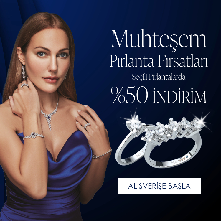 Pırlanta mücevher alışverişinizde ilk üyeliğe özel 500 TL hediye indirim çeki! Yüzük, kolye, küpe, bilekliklerde Blue Diamond ayrıcalığını keşfedin.    