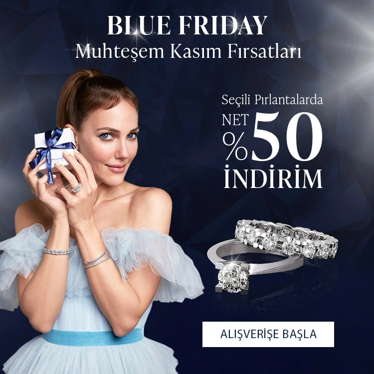 Pırlanta mücevher alışverişinizde ilk üyeliğe özel 500 TL hediye indirim çeki! Yüzük, kolye, küpe, bilekliklerde Blue Diamond ayrıcalığını keşfedin.          