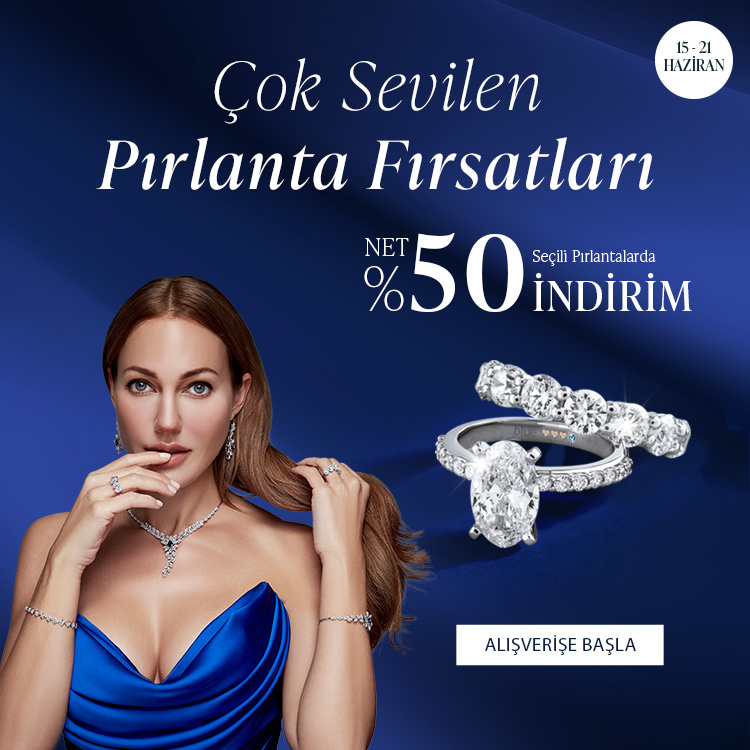Pırlanta mücevher alışverişinizde ilk üyeliğe özel 2.500 TL hediye indirim çeki! Yüzük, kolye, küpe, bileklik, pırlanta da Blue Diamond ayrıcalığını keşfedin.                                                                                                  