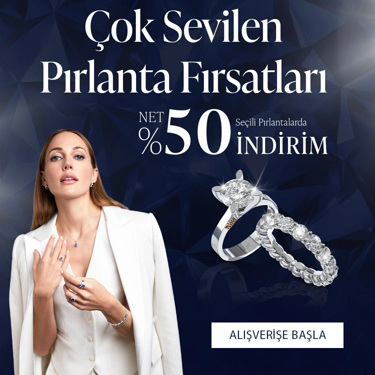 Pırlanta mücevher alışverişinizde ilk üyeliğe özel 1.500 TL hediye indirim çeki! Yüzük, kolye, küpe, bileklik, pırlanta da Blue Diamond ayrıcalığını keşfedin.                                                      