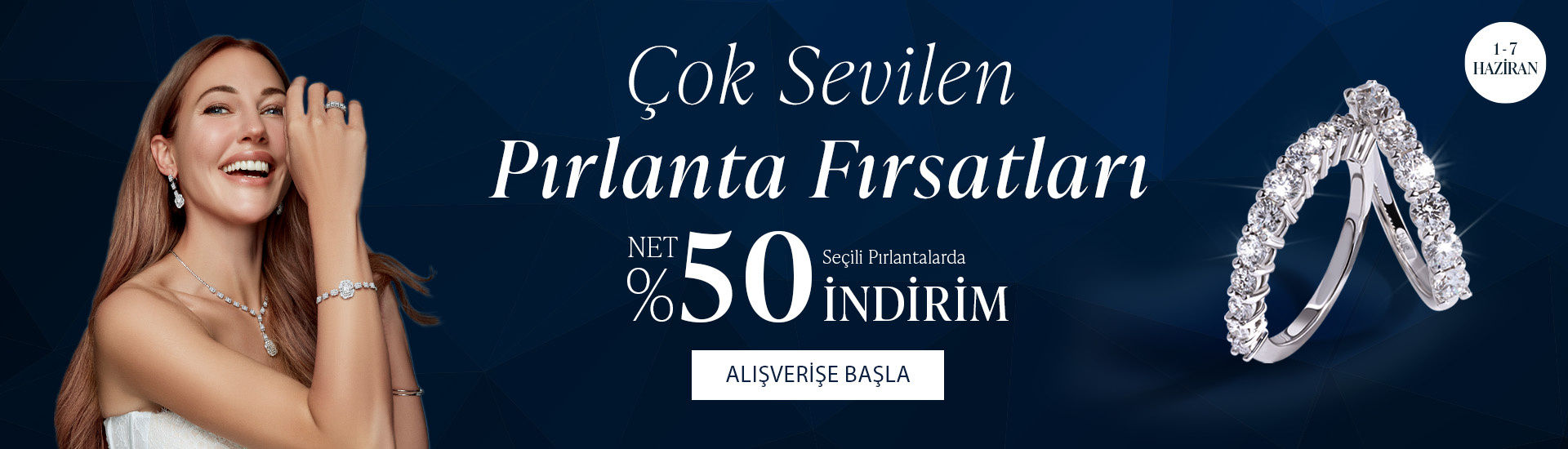 Pırlanta mücevher alışverişinizde ilk üyeliğe özel 2.500 TL hediye indirim çeki! Yüzük, kolye, küpe, bileklik, pırlanta da Blue Diamond ayrıcalığını keşfedin.                                                                                                