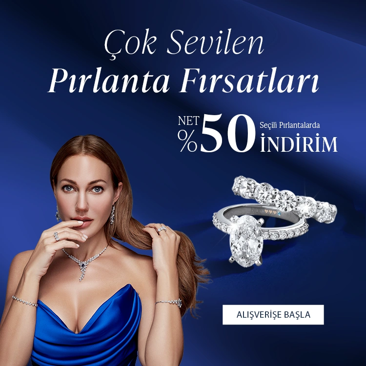 Pırlanta mücevher alışverişinizde ilk üyeliğe özel 2.500 TL hediye indirim çeki! Yüzük, kolye, küpe, bileklik, pırlanta da Blue Diamond ayrıcalığını keşfedin.                                                                                                  