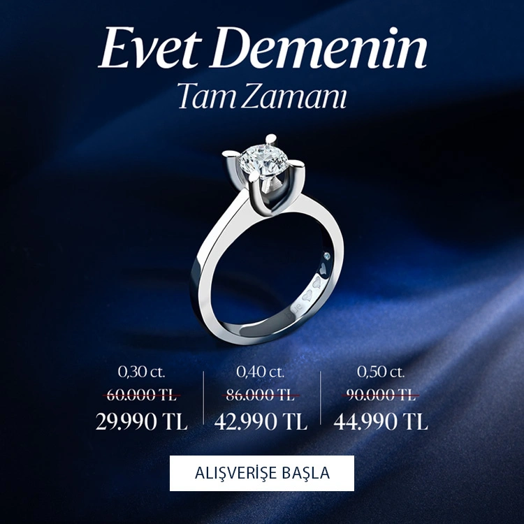 Pırlanta mücevher alışverişinizde ilk üyeliğe özel 1.000 TL hediye indirim çeki! Yüzük, kolye, küpe, bileklik, pırlanta da Blue Diamond ayrıcalığını keşfedin.                                            