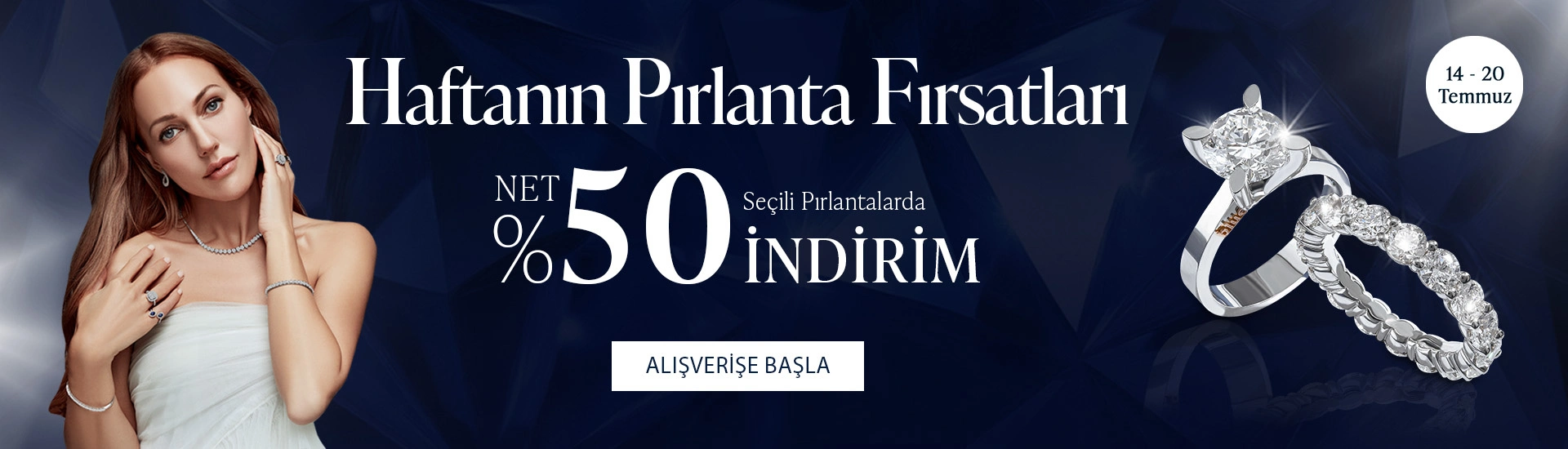 Pırlanta mücevher alışverişinizde ilk üyeliğe özel 1.000 TL hediye indirim çeki! Yüzük, kolye, küpe, bilekliklerde Blue Diamond ayrıcalığını keşfedin.                                                            