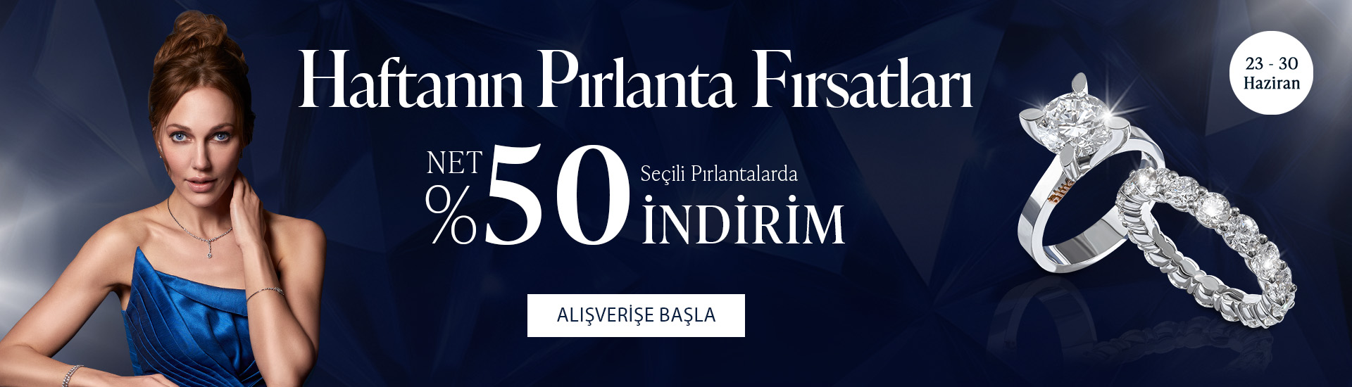 Pırlanta mücevher alışverişinizde ilk üyeliğe özel 1.000 TL hediye indirim çeki! Yüzük, kolye, küpe, bilekliklerde Blue Diamond ayrıcalığını keşfedin.                                                            
