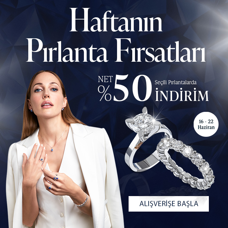 Pırlanta mücevher alışverişinizde ilk üyeliğe özel 1.000 TL hediye indirim çeki! Yüzük, kolye, küpe, bilekliklerde Blue Diamond ayrıcalığını keşfedin.                                                        