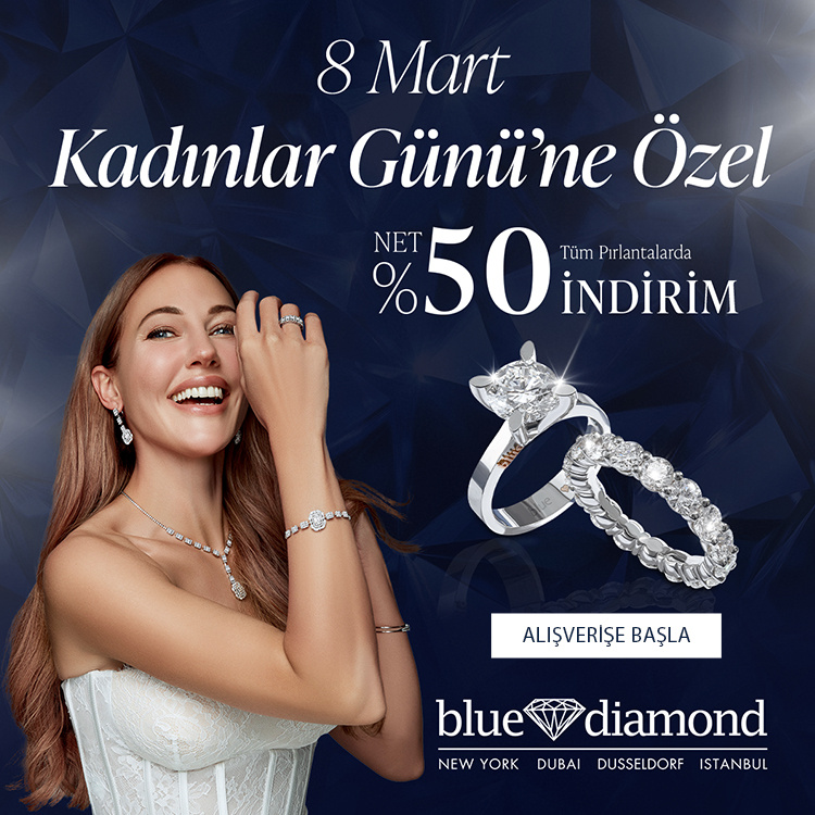 Pırlanta mücevher alışverişinizde ilk üyeliğe özel 2.500 TL hediye indirim çeki! Yüzük, kolye, küpe, bileklik, pırlanta da Blue Diamond ayrıcalığını keşfedin.                                                                          