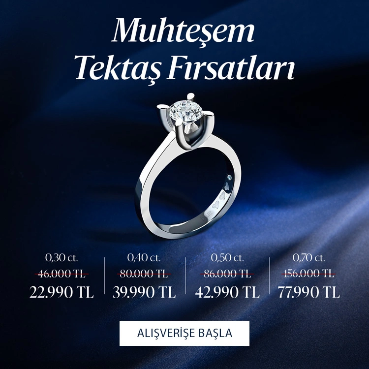 Pırlanta mücevher alışverişinizde ilk üyeliğe özel 1.500 TL hediye indirim çeki! Yüzük, kolye, küpe, bileklik, pırlanta da Blue Diamond ayrıcalığını keşfedin.                                                    
