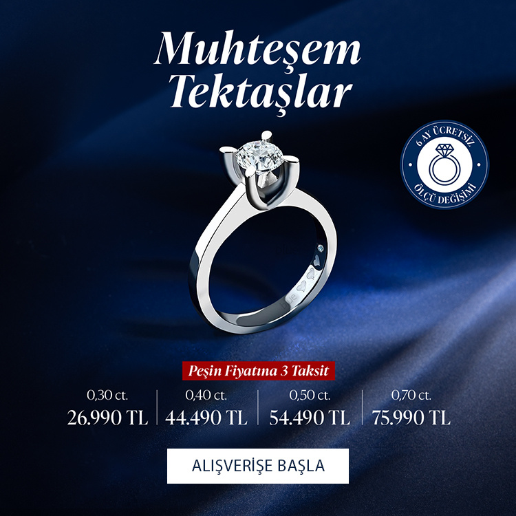 Pırlanta mücevher alışverişinizde ilk üyeliğe özel 2.500 TL hediye indirim çeki! Yüzük, kolye, küpe, bileklik, pırlanta da Blue Diamond ayrıcalığını keşfedin.                                                                                                                                
