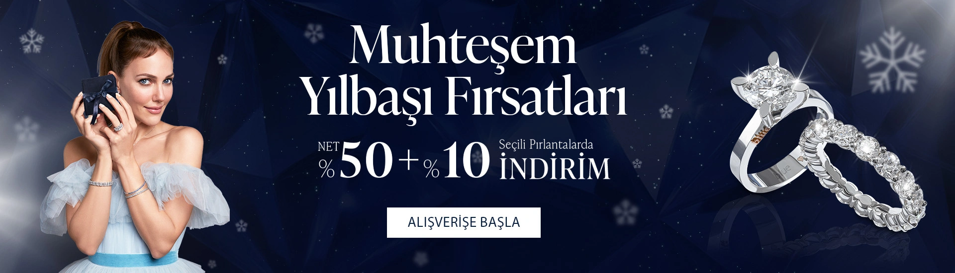 Pırlanta mücevher alışverişinizde ilk üyeliğe özel 1.500 TL hediye indirim çeki! Yüzük, kolye, küpe, bileklik, pırlanta da Blue Diamond ayrıcalığını keşfedin.                                                    