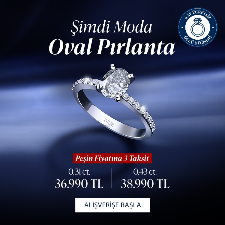 Pırlanta mücevher alışverişinizde ilk üyeliğe özel 2.500 TL hediye indirim çeki! Yüzük, kolye, küpe, bileklik, pırlanta da Blue Diamond ayrıcalığını keşfedin.                                                                                                                                  
