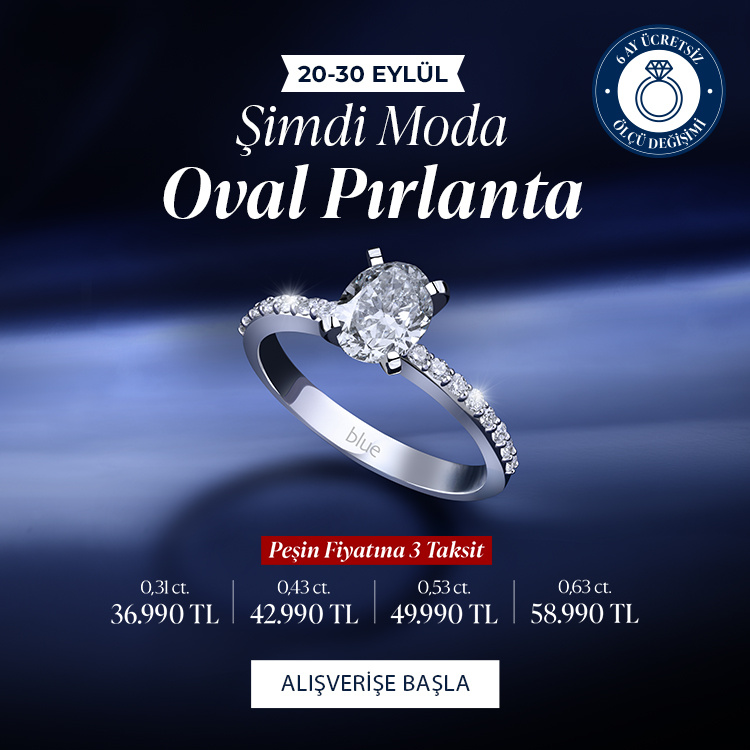 Pırlanta mücevher alışverişinizde ilk üyeliğe özel 2.500 TL hediye indirim çeki! Yüzük, kolye, küpe, bileklik, pırlanta da Blue Diamond ayrıcalığını keşfedin.                                                                                                                                