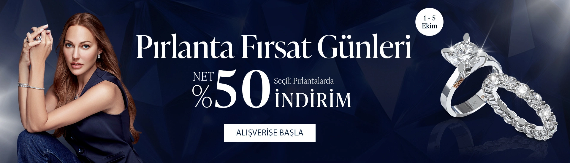 Pırlanta mücevher alışverişinizde ilk üyeliğe özel 1.000 TL hediye indirim çeki! Yüzük, kolye, küpe, bileklik, pırlanta da Blue Diamond ayrıcalığını keşfedin.                                            