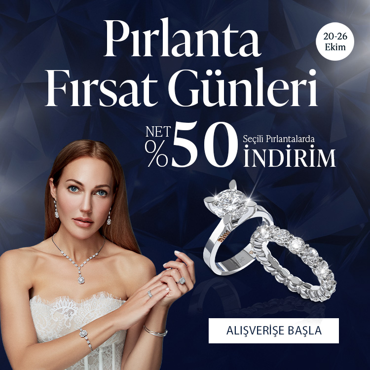 Pırlanta mücevher alışverişinizde ilk üyeliğe özel 1.000 TL hediye indirim çeki! Yüzük, kolye, küpe, bileklik, pırlanta da Blue Diamond ayrıcalığını keşfedin.                                                