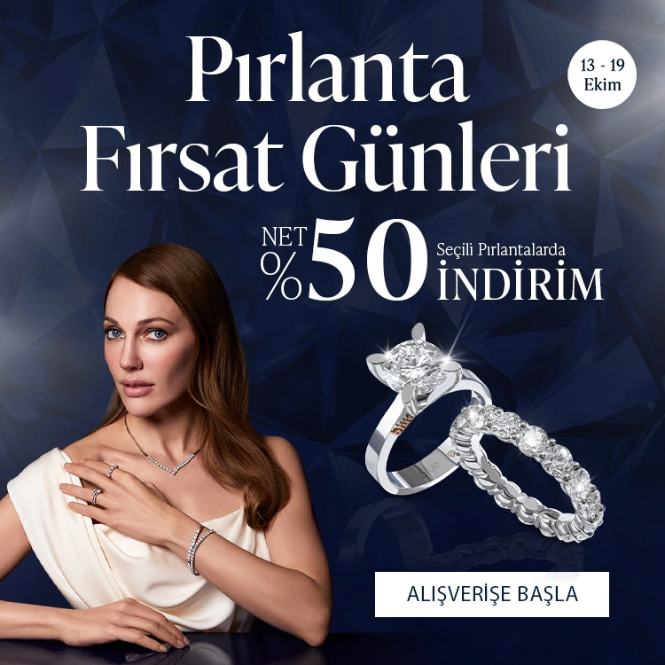 Pırlanta mücevher alışverişinizde ilk üyeliğe özel 1.000 TL hediye indirim çeki! Yüzük, kolye, küpe, bileklik, pırlanta da Blue Diamond ayrıcalığını keşfedin.                                                
