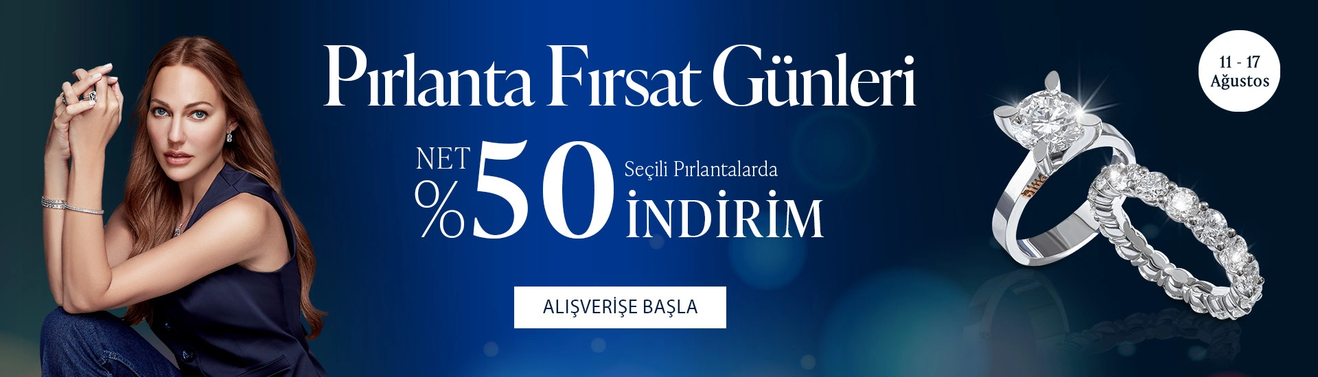 Pırlanta mücevher alışverişinizde ilk üyeliğe özel 1.000 TL hediye indirim çeki! Yüzük, kolye, küpe, bileklik, pırlanta da Blue Diamond ayrıcalığını keşfedin.                                        
