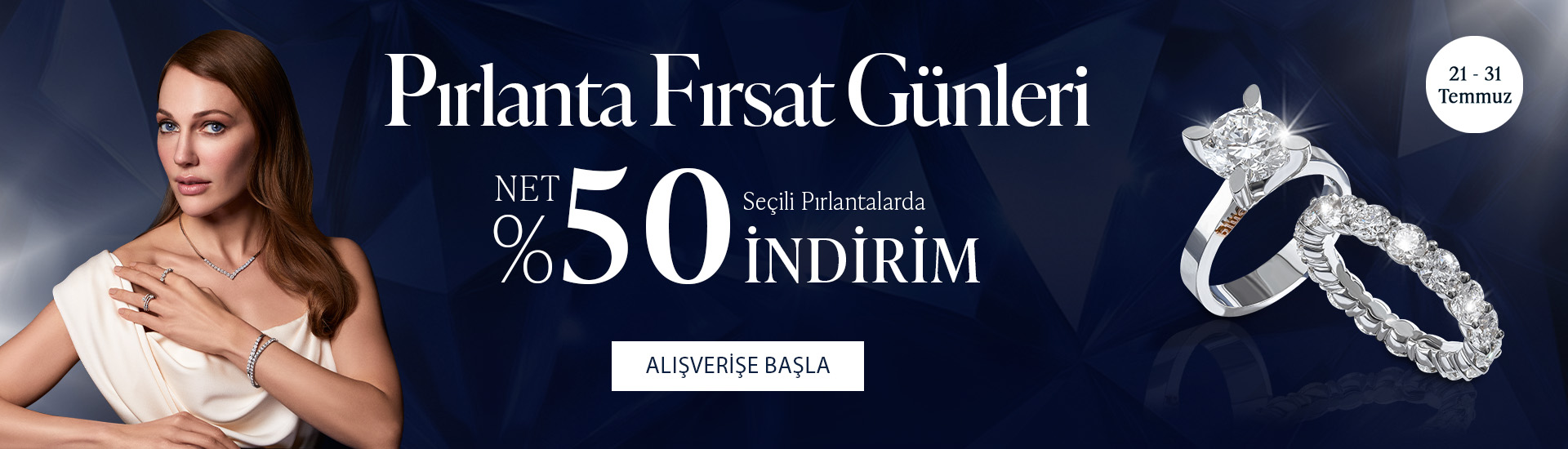 Pırlanta mücevher alışverişinizde ilk üyeliğe özel 1.000 TL hediye indirim çeki! Yüzük, kolye, küpe, bilekliklerde Blue Diamond ayrıcalığını keşfedin.                                                            