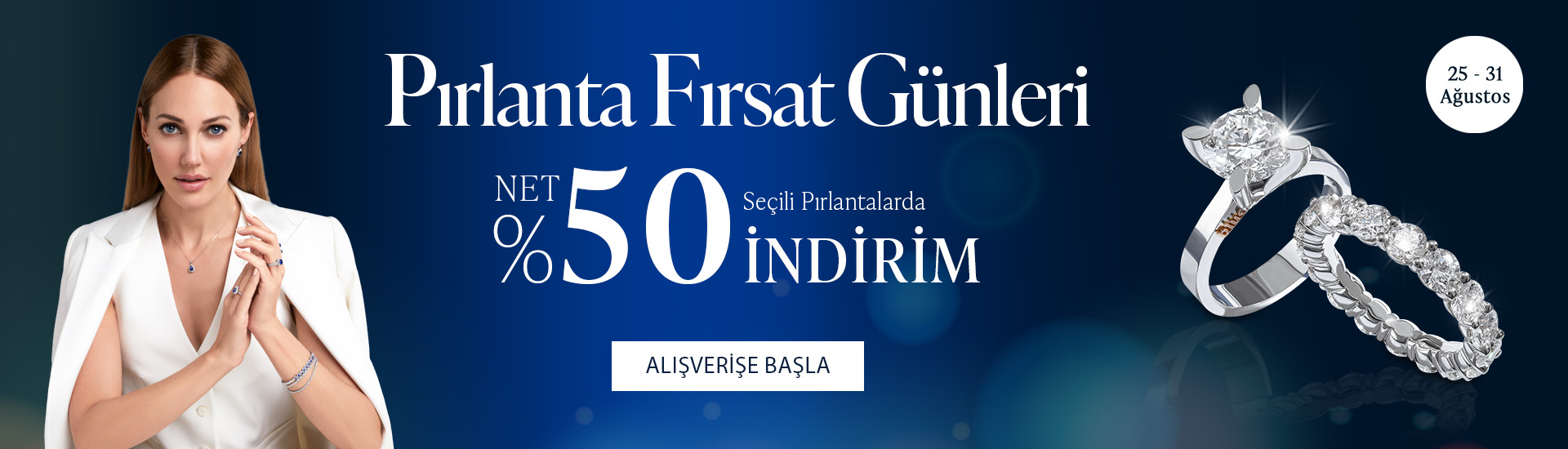 Pırlanta mücevher alışverişinizde ilk üyeliğe özel 1.000 TL hediye indirim çeki! Yüzük, kolye, küpe, bileklik, pırlanta da Blue Diamond ayrıcalığını keşfedin.                                        