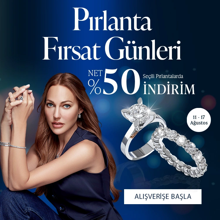 Pırlanta mücevher alışverişinizde ilk üyeliğe özel 1.000 TL hediye indirim çeki! Yüzük, kolye, küpe, bileklik, pırlanta da Blue Diamond ayrıcalığını keşfedin.                                        