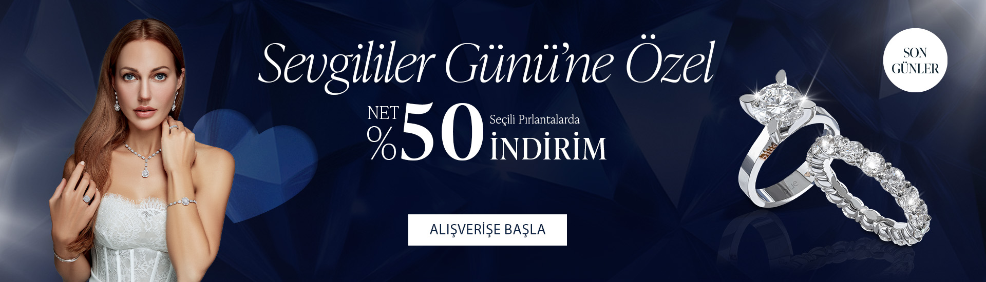 Pırlanta mücevher alışverişinizde ilk üyeliğe özel 1.500 TL hediye indirim çeki! Yüzük, kolye, küpe, bileklik, pırlanta da Blue Diamond ayrıcalığını keşfedin.                                                              