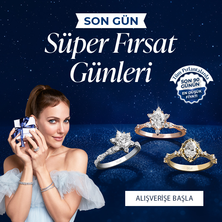 Pırlanta mücevher alışverişinizde ilk üyeliğe özel 2.500 TL hediye indirim çeki! Yüzük, kolye, küpe, bileklik, pırlanta da Blue Diamond ayrıcalığını keşfedin.                                                                                                                            