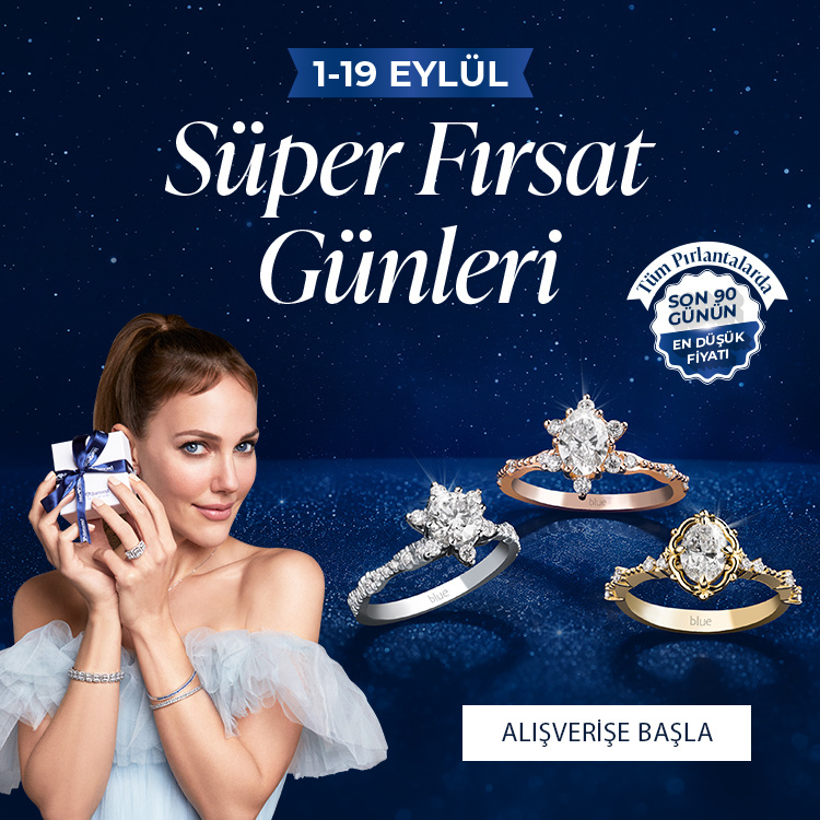 Pırlanta mücevher alışverişinizde ilk üyeliğe özel 2.500 TL hediye indirim çeki! Yüzük, kolye, küpe, bileklik, pırlanta da Blue Diamond ayrıcalığını keşfedin.                                                                                                                        