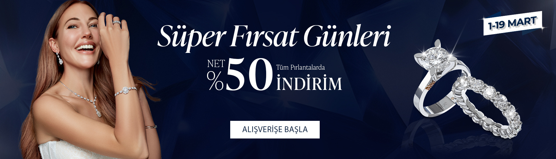 Pırlanta mücevher alışverişinizde ilk üyeliğe özel 1.500 TL hediye indirim çeki! Yüzük, kolye, küpe, bileklik, pırlanta da Blue Diamond ayrıcalığını keşfedin.                                                                        