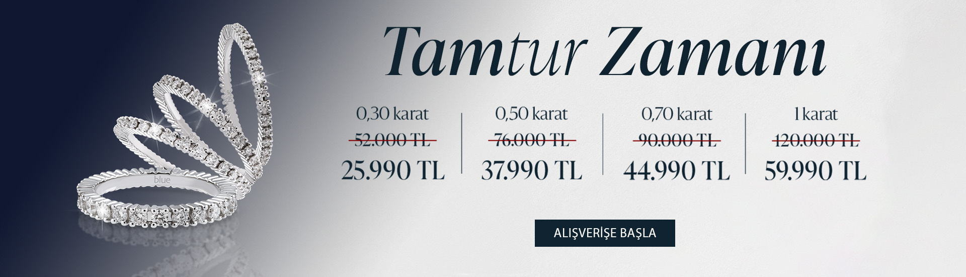 Pırlanta mücevher alışverişinizde ilk üyeliğe özel 2.500 TL hediye indirim çeki! Yüzük, kolye, küpe, bileklik, pırlanta da Blue Diamond ayrıcalığını keşfedin.                                                                                                  