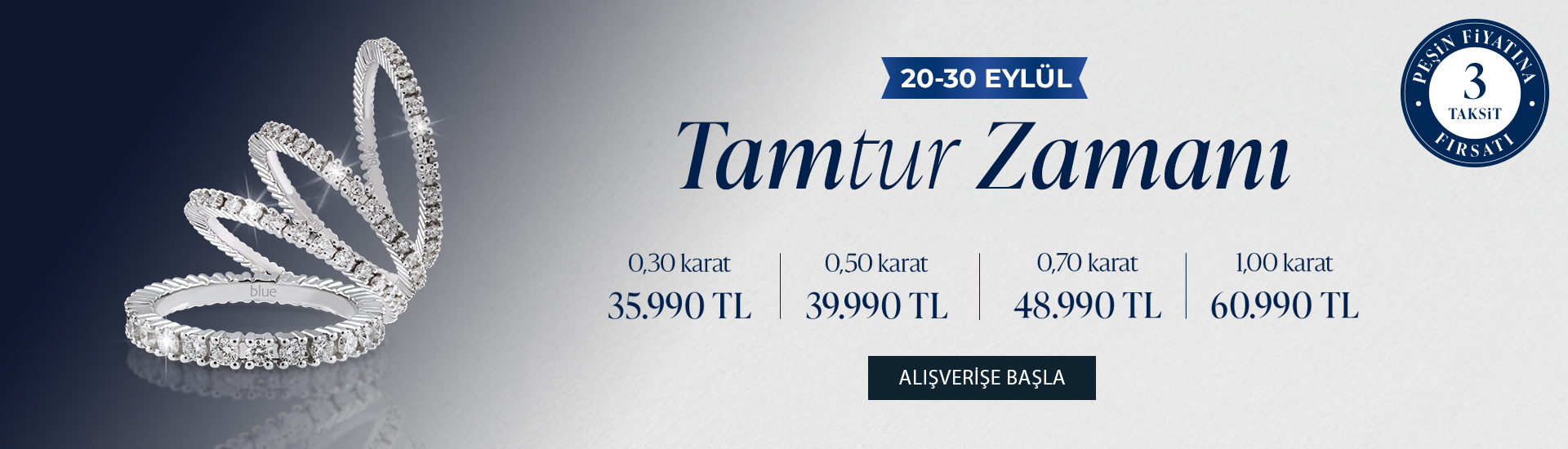Pırlanta mücevher alışverişinizde ilk üyeliğe özel 2.500 TL hediye indirim çeki! Yüzük, kolye, küpe, bileklik, pırlanta da Blue Diamond ayrıcalığını keşfedin.                                                                                                                                