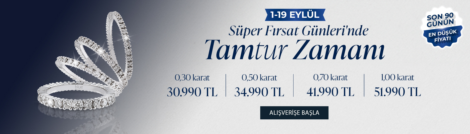 Pırlanta mücevher alışverişinizde ilk üyeliğe özel 2.500 TL hediye indirim çeki! Yüzük, kolye, küpe, bileklik, pırlanta da Blue Diamond ayrıcalığını keşfedin.                                                                                                                        