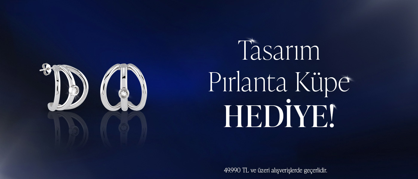Tasarım Pırlanta Gümüş Küpe hediye