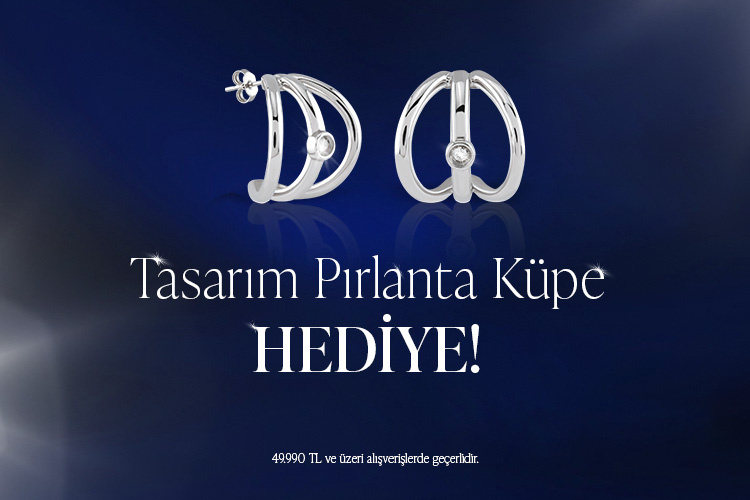 Tasarım Pırlanta Gümüş Küpe hediye