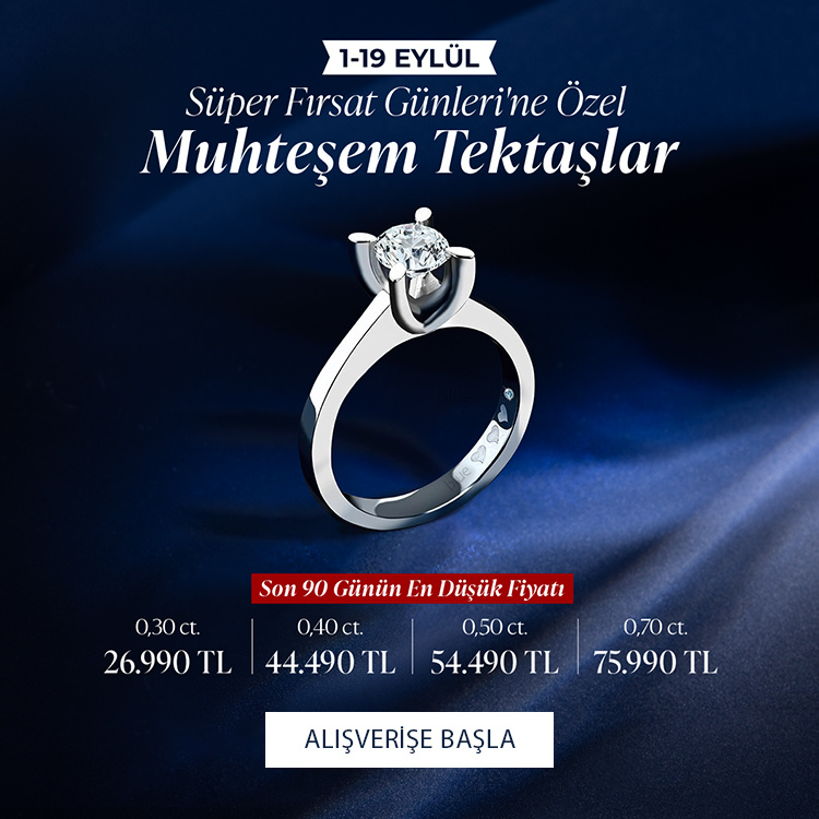 Pırlanta mücevher alışverişinizde ilk üyeliğe özel 2.500 TL hediye indirim çeki! Yüzük, kolye, küpe, bileklik, pırlanta da Blue Diamond ayrıcalığını keşfedin.                                                                                                                        