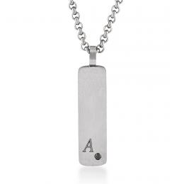 Kişiye Özel Siyah Pırlanta Çelik Harf Kolye