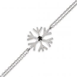 Siyah Pırlanta Kar Tanesi Bileklik