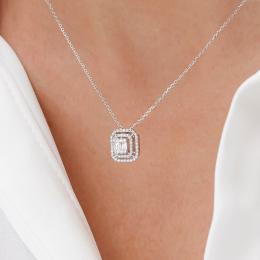 0,25 Karat Özel Tasarım Baget Pırlanta Kolye