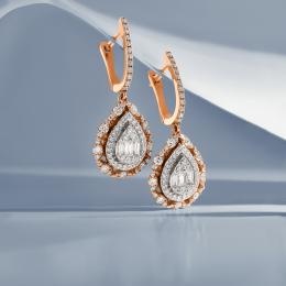 1,41 Karat Baget Pırlanta Küpe