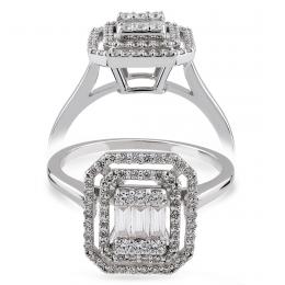 0,46 Karat Özel Tasarım Baget Pırlanta Yüzük