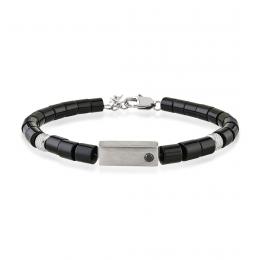 0,09 Karat Siyah Pırlantalı Erkek Bileklik