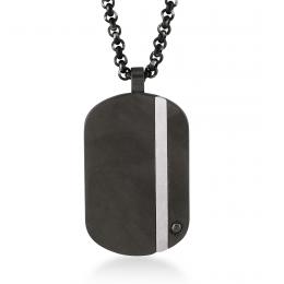 0,06 Karat Siyah Pırlantalı Erkek Kolye