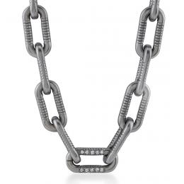 0,12 Karat Pırlantalı Çelik Erkek Kolye