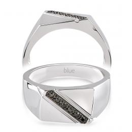 0,10 Karat Siyah Pırlantalı Erkek Yüzüğü