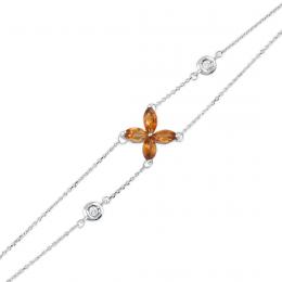 0,54 Karat Pırlanta Flower Sitrin Bileklik